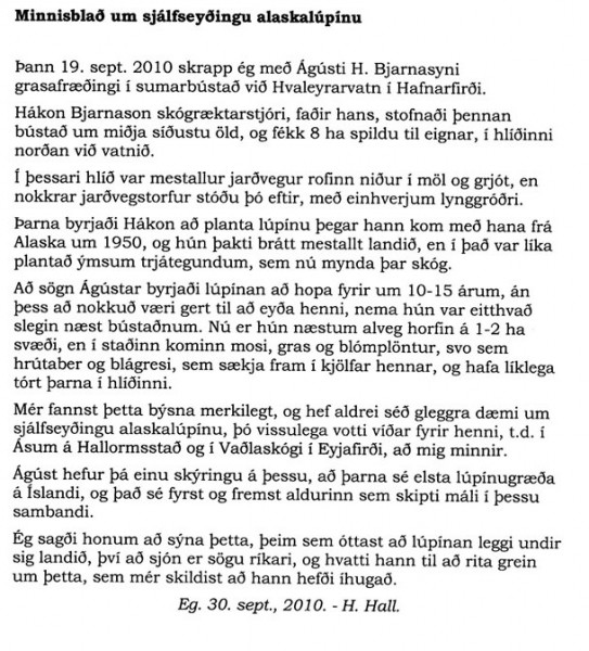 Hér birtist minnisblað Helga Hallgrímssonar.